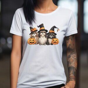 Halloween Shirt With Witch Dog T-Shirt With Halloween Dog Lover Tee